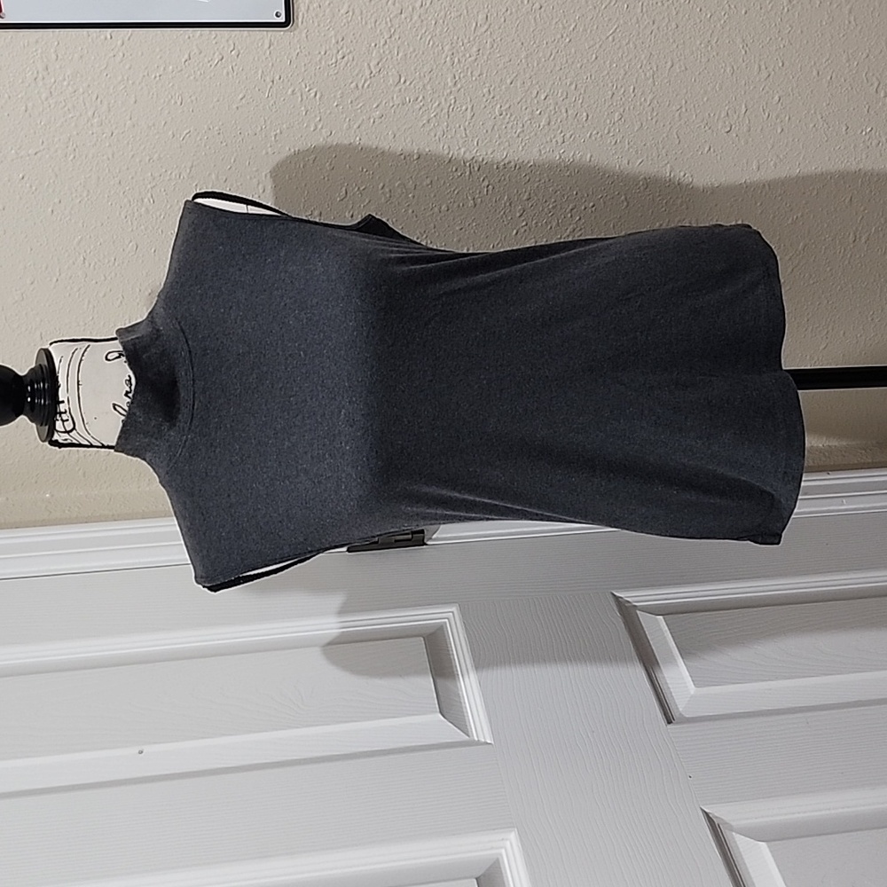 Karen Scott, turtleneck, sleeveless grey top, high neck, size S